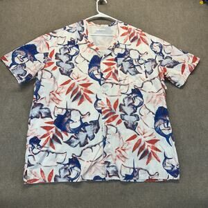 Columbia PFG 4th of July Shirt Men's 2XL Short Sleeve RWB Hawaiian Floral Marlin